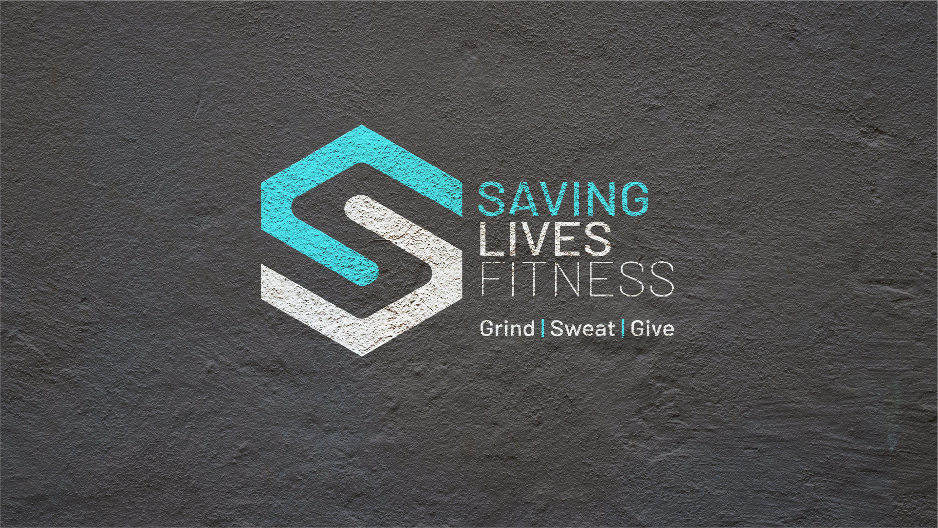 Logo design by REMEDY for Saving Lives Fitness on cement wall